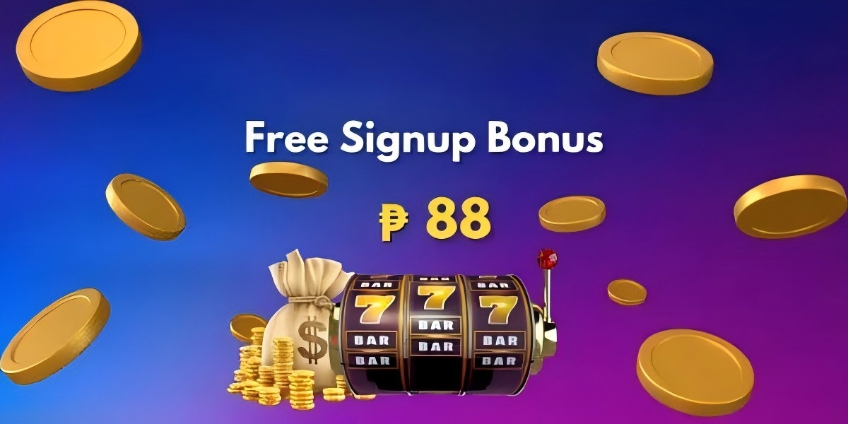 Signup promotion artwork with gold coins and a slot machine