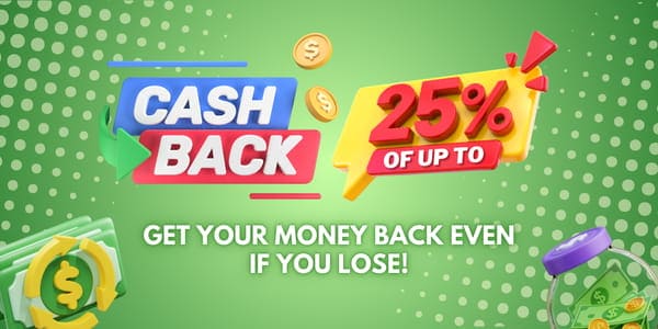 Green cashback advertisement with coins and wallet imagery